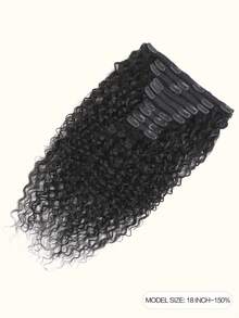 10PCS Ekstensi Rambut Gelombang Air Jepit Rambut Manusia Asli 16-20" Ekstensi Rambut Manusia untuk Wanita Jepit - Natural Black - View 2