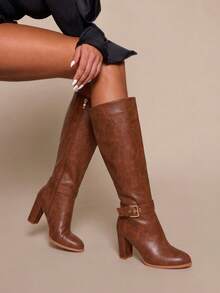 Daringsoles Women's New Brown Western Fashion Boots Fall Shoes - Brown - View 4