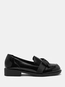 CUCCOO CURVES Women's Round Toe Buckle Design Daily Versatile Fashion Wide Last Platform Shoes Fall Shoes - Black velvet - View 2