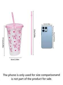 1/10Pcs, 24-Ounce Powder Blue Bowknot Plastic Cups With Lids And Straws, Reusable, Cute Transparent Plastic Cups, Suitable For Birthday, Wedding, And Party Supplies. Reusable Plastic Cups With Pink Ribbons, Summer Drink Cups - multicolor - View 2