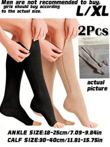 A Pair Of Outdoor Women's Toe-Free Compression Socks-20-30mmHg Knee High Support Socks, Which Are Not Recommended For Men. Side Zipper Knee High Socks Are Comfortable And Breathable. - Multicolor - View 12