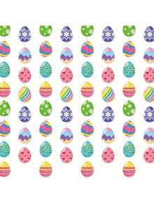 Easter Egg Hanging Decorations, Colorful Paper Easter Egg Ornaments, Easter Cutout Garland For Home Wall Window Classroom Easter Party Holiday Decor - A+B - View 2