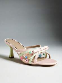 SHEIN SHUZIA Women's Wide Fit Ladies Sexy Stiletto Heel Slip-On Sandals - Multicolor - View 6