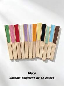 6/12/16/24/36 Pcs,Portable Foldable Bamboo Hand Fan Elegant Women Accessory, Instant Cooling For Wedding, Beach, Travel & Photo Props(Colors Are Dispatched Randomly.) - multicolor - View 8
