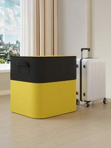 Yellow Black Double Row Large Moving Storage Bag Organizer Heavy Duty Tear Resistant Waterproof Clothes Blanket Portable Handles Foldable Space Saving Home Travel - Yellow - View 7
