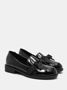 CUCCOO CURVES Women's Round Toe Buckle Design Daily Versatile Fashion Wide Last Platform Shoes Fall Shoes - Black velvet - View 1