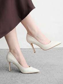 CUCCOO BIZCHIC Elegant, Simple And Generous, Fashionable And Versatile, Casual Workplace Commuter Women's High-Heeled Shoes Fall Shoes - Snow white. - View 1