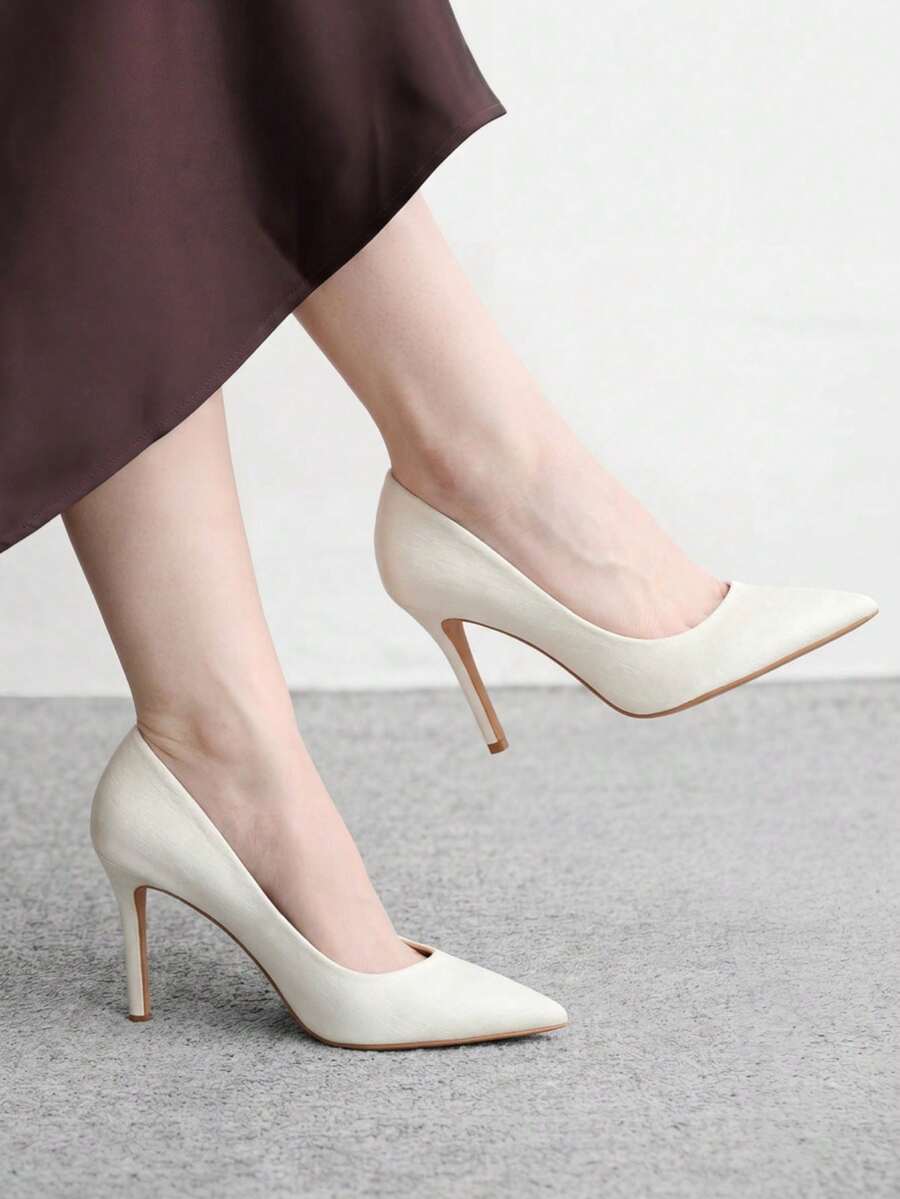 CUCCOO BIZCHIC Elegant, Simple And Generous, Fashionable And Versatile, Casual Workplace Commuter Women's High-Heeled Shoes Fall Shoes - Snow white. - View 1