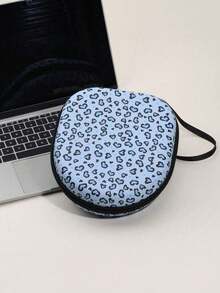 Leopard Pink EVA Hard Shell Headphone Carrying Case, Soft Lining With Mesh Pocket, Portable Travel Drop‑Proof Storage Box, Compatible With Apple Over‑Ear Headphones, Large‑Size Audio Headset Protective Carry Shell - Multicolor - View 9