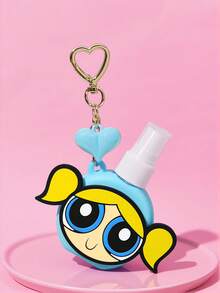 THE POWERPUFF GIRLS X SHEIN 60ml/2oz 心形熊可補充噴霧瓶附吊飾鑰匙圈，便攜式酒精、香水與液體儲存瓶，適合旅行與日常攜帶 - 藍色 - 查看 4