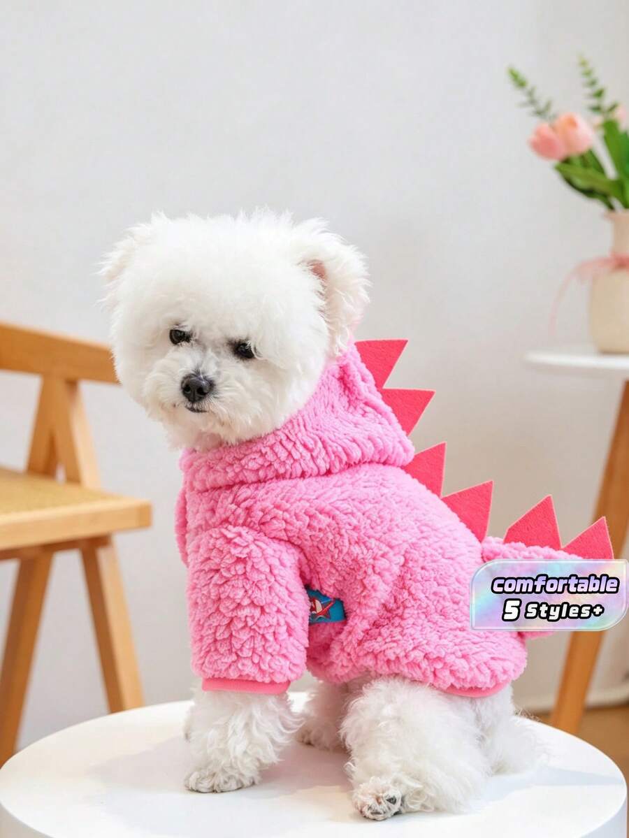 1Pc Halloween Dinosaur Pet Costume, Dreamy Dinosaur Outfit For Small & Medium Dogs, Holiday Party Dress Up Pet Clothes - Pink - View 1