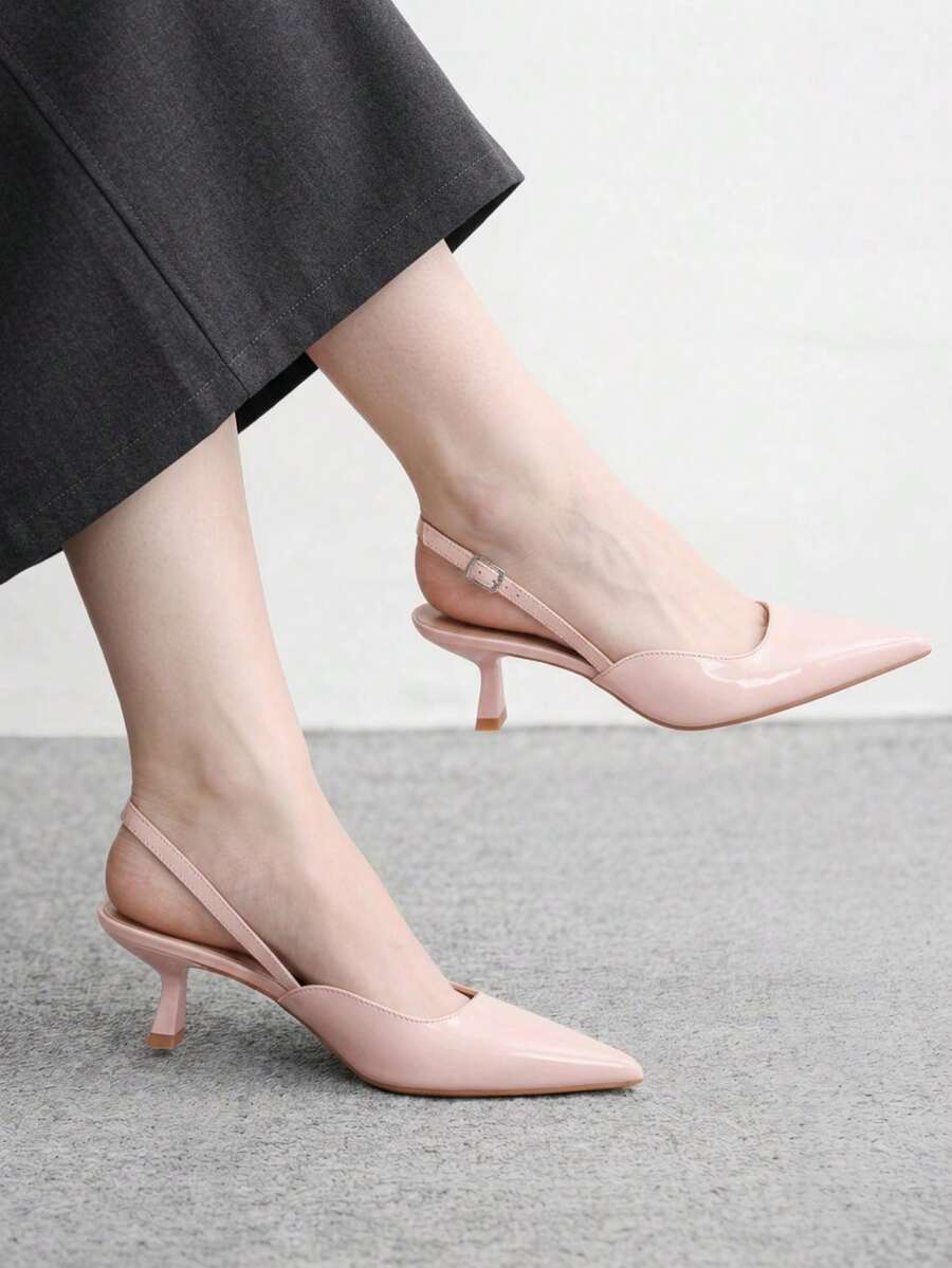 CUCCOO BIZCHIC 女款粉色扣環設計優雅戶外尖頭後帶金字塔高跟鞋,適合夏季畢業舞會、度假及其他場合,兼具商務休閒、春假、復活節與聖誕假期氛圍 - 粉色1 - 查看 1
