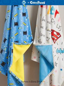 BATMAN X Cozy Pixies SUPERMAN X Cozy Pixies 1 Piece Baby Blanket Superman Pattern, Suitable For Newborn Plush Blankets, Soft And Comfortable, Newborn Gift - Multicolor - View 3