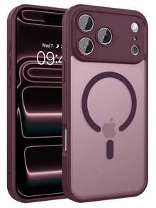 Teckwe 手機殼：奢華磁吸無線充電手機殼，相容 iPhone 18 17 16 15 14 13 12 11 Pro Max Plus Air，磨砂半透明硬殼防震防摔鏡頭保護套，手機配件，簡約設計，耐用材質，高品質手機殼，電子配件 - 酒紅色 - 查看 21
