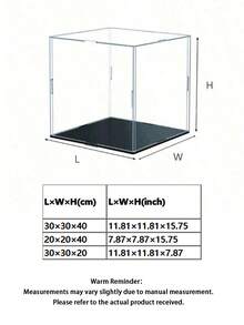 Clear Acrylic Display Box, 1 Piece, Available In Multiple Sizes, Collapsible Plastic Dustproof Display Box, Black Base, Suitable For Car Models, Action Figures, Collectibles, Souvenirs, Statues, Models, Storage And Display - Black Display Box - View 2