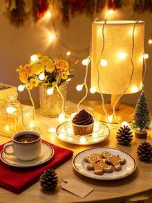 Teckwe USB Powered 8 Lighting Modes White Spherical String Light With Remote Control, Christmas Tree Decorations Dimmable LED Ball Fairy Lights,Outdoor Courtyard Decor, Holiday Birthday Party Decoration LED Fairy Lights,Camping Tent Decoration Lights String - White - View 11
