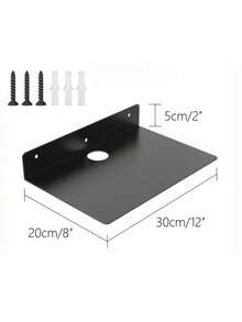 1PC Metal Floating Shelf Black Wall Mounted Storage Rack Space Saving Display Organizer For Kitchen Garage Bedroom Living Room Camera Speaker Router TV Box Photos Home Decor Office Storage Wall Shelf - View 7