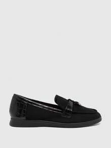 CUCCOO BIZCHIC Women's Fashion Black Suede Comfortable Casual Loafers, Suitable For Commuting, Outdoor, Shopping, Work, Daily Wear For Christmas Spring Shoes Fall Shoes - Black - View 2