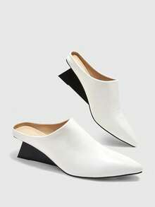CUCCOO BIZCHIC Women Shoes Fashion Versatile Commuter Pointed Wedge Heel Shoes - White - View 9