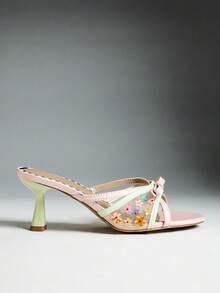 SHEIN SHUZIA Women's Wide Fit Ladies Sexy Stiletto Heel Slip-On Sandals - Multicolor - View 3