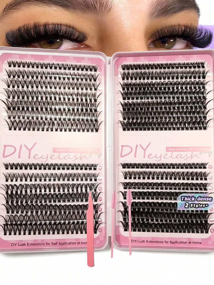 مجموعة رموش DIY Lash 216، رموش فردية من فرو منك صناعي بتجعيدة D، خفيفة الوزن وقابلة لإعادة الاستخدام، سهلة التطبيق لتمديد الرموش DIY
