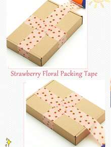 1-3 Rolls Love, Strawberry Packing Tape, 100-120M Length, Decorative Packaging Tape For Thanksgiving Day, Christmas, Box Sealing, Width 4.5CM - A - View 5