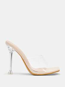 Glitzique Ladies Fish Mouth Teething Muller Transparent Heel Summer Breathable Transparent Stiletto Women's Sandals - Apricot - View 1