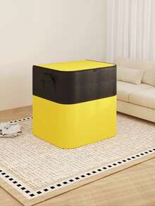 Yellow Black Double Row Large Moving Storage Bag Organizer Heavy Duty Tear Resistant Waterproof Clothes Blanket Portable Handles Foldable Space Saving Home Travel - Yellow - View 5