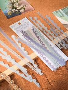 40pcs/Pack, Retro Elegant 40pcs/Pack, Retro Elegant Lace Stickers, Simple Transparent Waterproof PET Material Stickers, For Photo Albums And Envelope Decoration Scrapbook Decoration DIY Gift Box Decoration Stickers, Exquisite Gifts For Friends - Multicolor - View 8