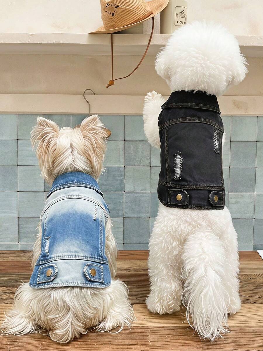 PETSIN 1 Buah Pakaian Universal untuk Kucing dan Anjing, Rompi Hewan Peliharaan Bergaya Retro Keren dan Lusuh, Cocok untuk Pemakaian Kasual dan Serbaguna Sehari-hari - MultiWarna - View 1