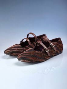 CUCCOO GRLICON Ladies, Willow Nails, Buckles, Flat Shoes. - dark brown - View 3