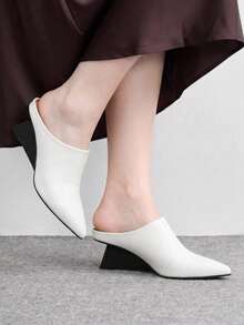 CUCCOO BIZCHIC Women Shoes Fashion Versatile Commuter Pointed Wedge Heel Shoes - White - View 5