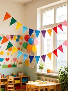 Colored Polyester Triangular Bunting Flags, Multi-Purpose Banners Suitable For Home And Event Decoration, Ideal For Occasions Including Weddings, Birthdays, Mawlid, National Day, Christmas, Halloween, Thanksgiving, New Year, Gardens And More - multicolor - View 5
