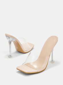 Glitzique Ladies Fish Mouth Teething Muller Transparent Heel Summer Breathable Transparent Stiletto Women's Sandals - Apricot - View 5