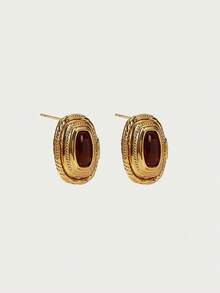 Glisma 18 K Elegant Earrings, Luxury Elegant Earrings, Fashionable Earrings For Women, Autumn/Winter,Outfits,Gothic/Goth,Old Money,Beaded,Western Jewelry,Metallic/Texture,Gemstone,For Mom/Women/Girl/Mother,Premium,Vintage,Cross,Summer,Beach,Prom,Premium - Gold - View 4