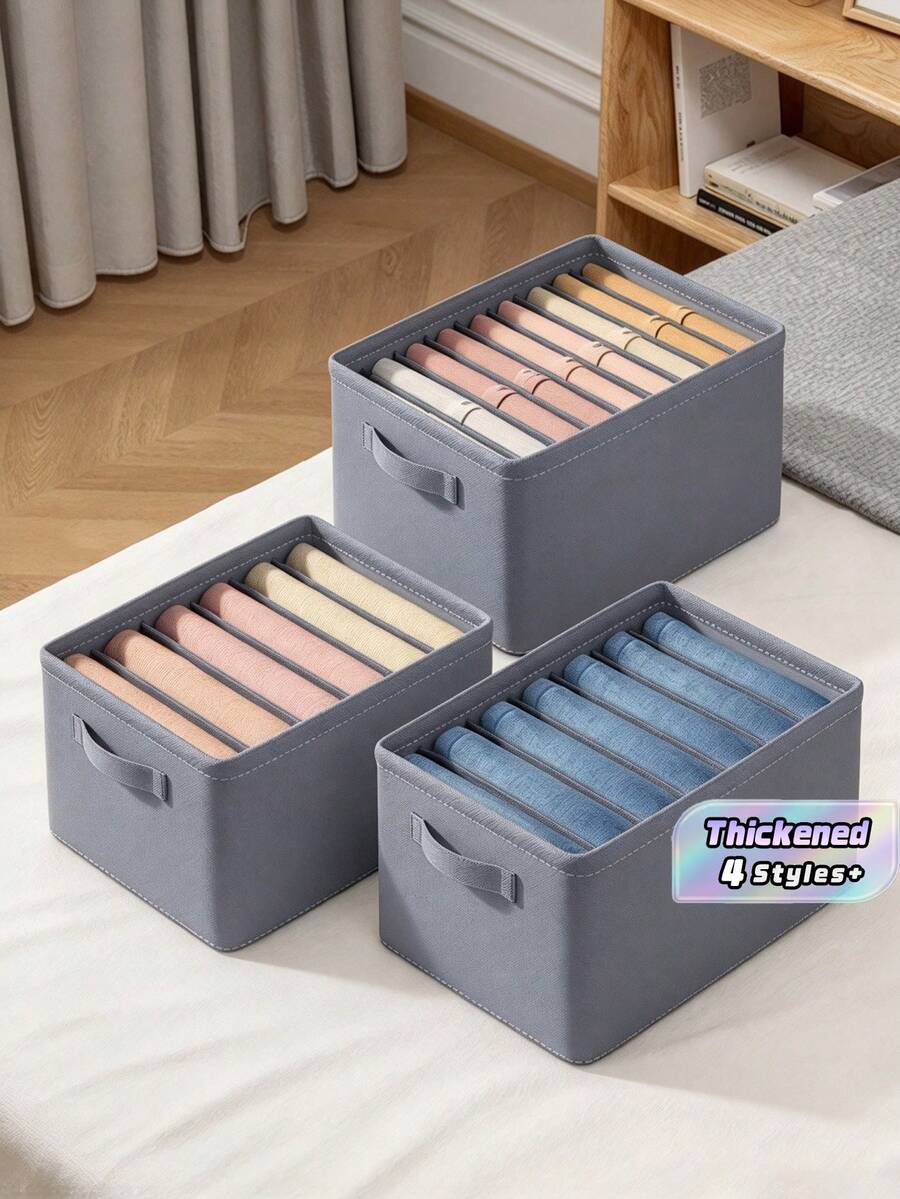 Thickened Divided Clothes Storage Box, Drawer Organizer For Pants, Jeans, Hoodies And Underwear - B - View 1