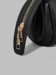 Ontre Ladies' Fashionable Black Baguette Clutch Bag, Exquisite And Simple Horizontal Bar Metal Clip Buckle, For Daily, Commuting, Shopping, Travel - Black - View 5