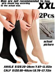 A Pair Of Outdoor Women's Toe-Free Compression Socks-20-30mmHg Knee High Support Socks, Which Are Not Recommended For Men. Side Zipper Knee High Socks Are Comfortable And Breathable. - Multicolor - View 7