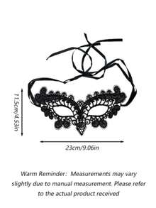 Women'S Lace Half-Face Mask, Party Character Role Play - Black - View 2