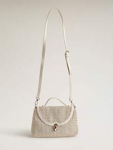 Wovira Ladies Fashion Beige Handbag, Exquisite Hollow Weaving Craft Flip Commuter Bag For Daily, Commuter, Vacation, Travel, Bohemian - Beige - View 6