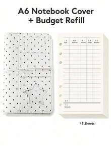 Muroi Mono Korean Style Polka Dot Denim A6 Notebook, Polka Dot Cloth Notebook Shell, Simple Korean Style Polka Dot Cloth A6 Loose Leaf Notebook, Student DIY Notebook, Portable Notebook, Adjustable Cover For Notebook, Front And Rear Storage Function Metal Loose Leaf Clip, Sturdy And Durable Diary Notebook Material, Daily Writing Travel Diary School Office Supplies, Birthday And Back To School Season Simple Style Notebook Gift. - multicolor - View 11
