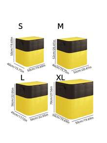 Yellow Black Double Row Large Moving Storage Bag Organizer Heavy Duty Tear Resistant Waterproof Clothes Blanket Portable Handles Foldable Space Saving Home Travel - Yellow - View 3