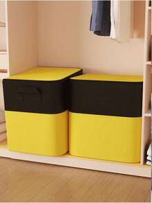 Yellow Black Double Row Large Moving Storage Bag Organizer Heavy Duty Tear Resistant Waterproof Clothes Blanket Portable Handles Foldable Space Saving Home Travel - Yellow - View 6