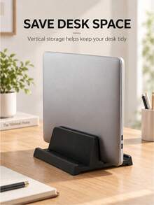 Teckwe 1PC Adjustable Space Saving Sturdy ABS Laptop Stand Holder Base Desktop Organizer Riser Ergonomic Design For Home Office Workspace Computer Desk Laptop Accessory. - View 5