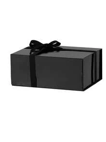 1pc Black Gift Box, 12in * 8.7in * 4.2in Rectangular Collapsible Gift Box With Lid & Magnetic Closure, For Groom Proposal, Wedding, Christmas, Halloween And Birthday Gift Packaging (Ribbon Included) - Black - View 2