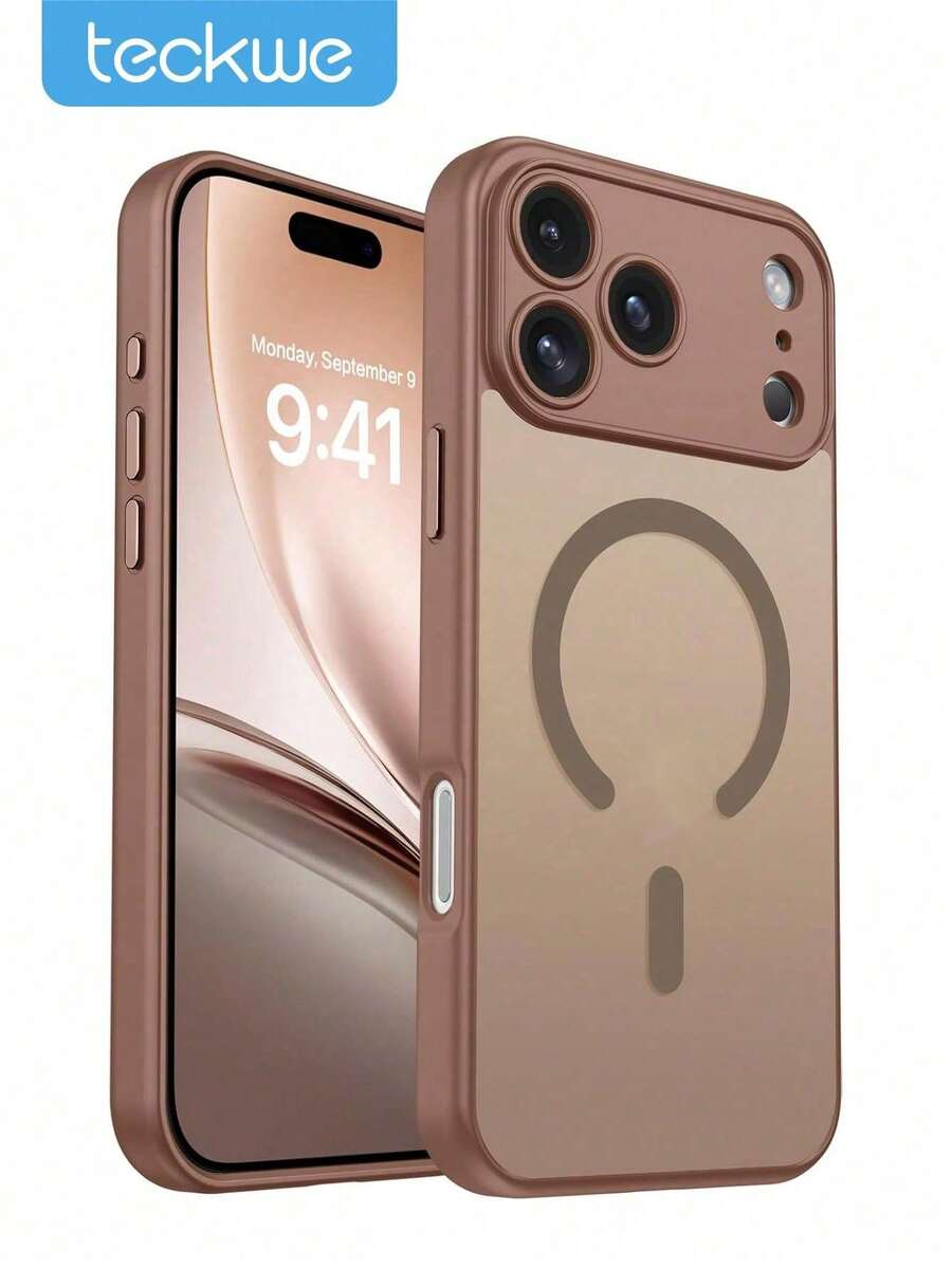 Teckwe Casing Ponsel: Casing Ponsel Magnetik Mewah dengan Pengisian Daya Nirkabel, Kompatibel dengan iPhone 18 17 16 15 14 13 12 11 Pro Max Plus Air, Matte Transparan, Pelindung Lensa Tahan Guncangan, Aksesori Ponsel, Desain Ramping, Bahan Tahan Lama, Casing Berkualitas Tinggi, Gadget - Coffee Brown - View 1