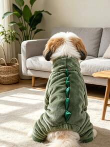 1件裝恐龍寵物四足連身衣，搖粒絨狗狗服裝，適合小型犬與貓的秋冬保暖穿搭 - 星際恐龍 - 查看 6