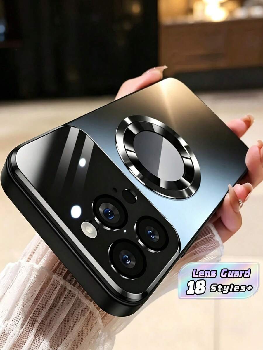 Titanium‑Tone Matte Phone Case Compatible Compatible With Iphone, Shockproof, Magnetic For Wireless Charging, Glass Camera Lens Protection, Fit Compatible With Iphone 16/16 Pro/16 Pro Max,15/15 Pro/15 Pro Max,14/14 Pro/14 Pro Max,13/13 Pro/13 Pro Max,12/12 Pro/12 Pro Max,11/11 Pro Max - Grey - View 1