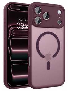 Teckwe 手機殼：奢華磁吸無線充電手機殼，相容 iPhone 18 17 16 15 14 13 12 11 Pro Max Plus Air，磨砂半透明硬殼防震防摔鏡頭保護套，手機配件，簡約設計，耐用材質，高品質手機殼，電子配件 - 酒紅色 - 查看 16