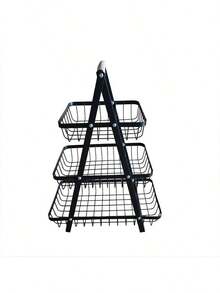 Multi-Layer Fruit & Vegetable Storage Basket For Kitchen - Black - View 3